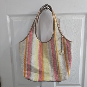 The Sak Woven Striped Style Slouch Bag Boho Beach Purse